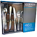 Gibson Home Hammered 46-Piece Flatware Set, Silver