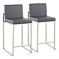 LumiSource Fuji Contemporary Counter Stools, Gray/Silver, Set Of 2 Stools, B26FUJIHBSSGY2 1 thumbnail image