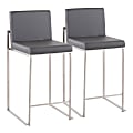 LumiSource Fuji Contemporary Counter Stools, Gray/Silver, Set Of 2 Stools