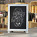 Flash Furniture Canterbury Tabletop Magnetic Chalkboard Sign With Scrolled Legs, Porcelain Steel, 17"H x 12"W x 1-7/8"D, Rustic Blue Wood Frame