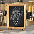 Flash Furniture Canterbury Tabletop Magnetic Chalkboard Sign With Scrolled Legs, Porcelain Steel, 17"H x 12"W x 1-7/8"D, Torched Brown Wood Frame 1 thumbnail image