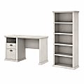 Bush Business Furniture Yorktown 50"W Home Office Computer Desk With 5-Shelf Bookcase, Linen White Oak, Standard Delivery 1 thumbnail image
