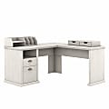 Bush Furniture Yorktown 60"W L-Shaped Desk With Storage And Organizers, Linen White Oak, Standard Delivery 1 thumbnail image