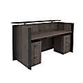 Forward Furniture Allure 80"W Double-Pedestal Reception Desk, With Center Drawer, Southern Walnut/Black