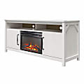 Ameriwood Home Augusta Electric Fireplace And TV Console For TVs Up To 65”, 26-15/16"H x 59-5/8"W x 18-5/8"D, Ivory Oak