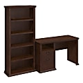 Bush Business Furniture Yorktown 50"W Home Office Computer Desk And 5-Shelf Bookcase, Antique Cherry, Standard Delivery 1 thumbnail image