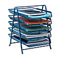 Mind Reader 5-Tier Paper Tray Desktop Organizer Metal Mesh, 15"H x 14"W x 11-3/4" L,, Turquoise 1 thumbnail image