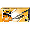 BIC® Cristal® Bold Ballpoint Pens, Extra Bold Point, 1.6 mm, Translucent Smoked Barrel, Black Ink, Pack Of 24 Pens