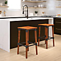 Flash Furniture Rustic Antique Industrial Wood Dining Barstools, Walnut, Pack Of 2 Stools 1 thumbnail image