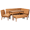 Baxton Studio Riordan 5-Piece Dining Nook Set, Tan/Walnut