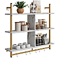 Bestier 37"H Floating Pipe Kitchen Shelves With 3-Tier Wall-Mounted Shelf & Towel Bar, White Marble 1 thumbnail image