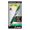 Pilot G2 Retractable XFine Gel Ink Rollerball Pens - Extra Fine Pen Point - 0.5 mm Pen Point Size - Refillable - Retractable - Green Gel-based Ink - 1 Dozen