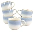 Martha Stewart 6-Piece Stoneware Latte Mug Set, 24 Oz, Blue