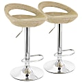 Elama Adjustable Rattan Bar Stools, Gray/Chrome, Set Of 2 Stools