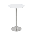 Eurostyle Cookie-B Bar Table, 41-1/3”H x 25-3/5”W x 25-3/5”D, Brushed Steel/Matte White