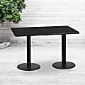Flash Furniture Rectangular Laminate Table Top With Round Table Height Base, 31-3/16”H x 30”W x 60”D, Black