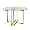 Eurostyle Legend Round Dining Table, 30”H x 42”W x 42”D, Matte Brushed Gold/Clear