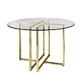 Eurostyle Legend Round Dining Table, 30”H x 42”W x 42”D, Matte Brushed Gold/Clear 1 thumbnail image