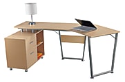 Realspace® Brent Dog-Leg Desk, Oak 1 thumbnail image