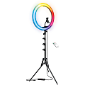 Bower RGB Selfie Ring Light Studio Kit With Wireless Remote Control & Tripod, 62”H, 10W, Black