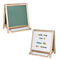 Flipside Magnetic Dry-Erase Whiteboard/Chalk Table Top Easel, 20 1/4" x 18 1/4", Wood Frame With Brown Finish