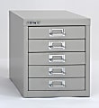 Bisley 15"D Vertical 5-Drawer Storage Cabinet, Metal, Silver 1 thumbnail image