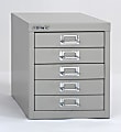 Bisley 15"D Vertical 5-Drawer Storage Cabinet, Metal, Silver