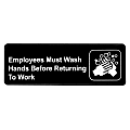 Alpine Employees Must Wash Hands Before Returning to Work Signs, 3" x 9", Black/White, Pack Of 15 Signs