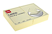 Office Depot® Brand Lined Sticky Notes, 4" x 6", Pastel Yellow, 100 Sheets Per Pad, Pack Of 8 Pads 1 thumbnail image