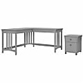 Bush® Furniture Salinas 60"W L-Shaped Writing Desk With Mobile File Cabinet, Cape Cod Gray, Standard Delivery 1 thumbnail image