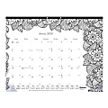 Blueline® DoodlePlan™ Coloring Monthly Desk Pad Calendar, 22" x 17'', Different Design To Color Each Month, January to December 2020