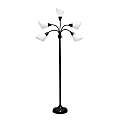 Simple Designs 5-Light Adjustable Gooseneck Floor Lamp, 67"H, White Shade/Black Base 1 thumbnail image