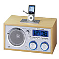iCraig Retro Alarm Clock Radio With Digital FM Radio, 5 1/2"H x 10 1/4"W x 7 5/16"D, Natural 1 thumbnail image