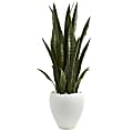 Nearly Natural Sansevieria 42" Artificial Plant With Planter, Green/White