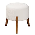 Baxton Studio Elkie Japandi Ottoman Footstool, 18-5/16”H x 19-1/8”W x 19-1/8”D, Cream/Walnut Brown 1 thumbnail image