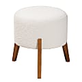 Baxton Studio Elkie Japandi Ottoman Footstool, 18-5/16”H x 19-1/8”W x 19-1/8”D, Cream/Walnut Brown