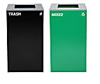 Alpine Industries Stainless-Steel Open Top Mixed Trash Can Set, 30”H x 16-15/16”W x 16-15/16”D, Black/Green - ALP4450BLKKIT10 1 thumbnail image