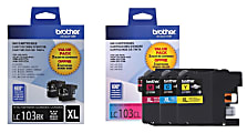 Brother® LC103 High-Yield Black And Cyan, Magenta, Yellow Ink Cartridges, Pack Of 5, LC103KKCMY-OD