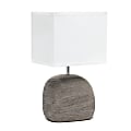 Simple Designs Bedrock Ceramic Table Lamp, 12-1/2"H, White Shade/Grayish Brown Base