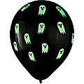 Amscan Ghost Round Balloons, 12", Black/Green, Pack Of 30 Balloons