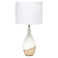 Simple Designs Strikers Basic Table Lamp, 19"H, White Shade/Light Wood/Off-White Base
