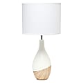 Simple Designs Strikers Basic Table Lamp, 19"H, White Shade/Light Wood/Off-White Base 1 thumbnail image