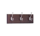 Safco® 3-Hook Wood Wall Rack, 6 3/4"H x 18"W x 3 1/4"D, Chrome/Mahogany