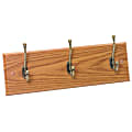 Safco® 3-Hook Wall Rack, 6 3/4"H x 18"W x 3 1/4"D, Medium Oak