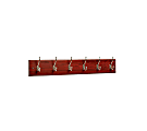 Safco® 6-Hook Wood Wall Rack, 2"H x 36"W x 2 3/4"D, Mahogany/Chrome