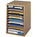 Safco® Vertical Desk Top Sorter, 11 Compartment, 16" H x 10¾" W x 12" D, Medium Oak