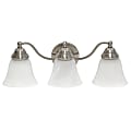 Lalia Home Essentix 3-Light Wall Mounted Curved Vanity Light Fixture, 7-1/2”W, Alabaster White/Brushed Nickel
