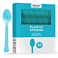 Amscan 8018 Solid Heavyweight Plastic Spoons, Caribbean Blue, 50 Spoons Per Pack, Case Of 3 Packs