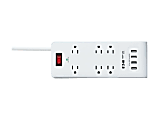 Eaton Tripp Lite Series 6-Outlet Surge Protector with 4 USB Ports (4.2A Shared) - 15 ft. Cord, 5-15P Plug, 900 Joules, White - TLP64USBRA15 1 thumbnail image