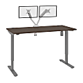 Bestar Upstand Electric 60"W Standing Desk With Dual Monitor Arm, Antigua 1 thumbnail image